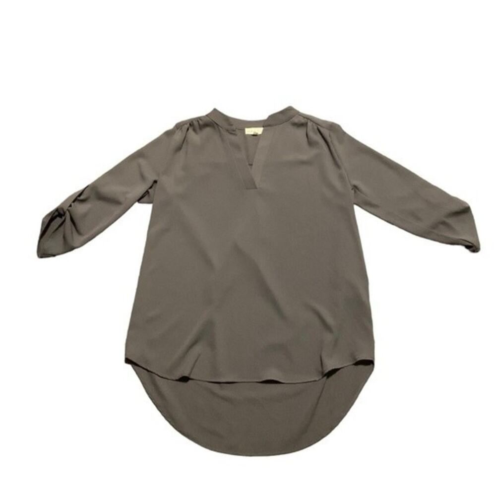 Perfect Peach‎ Blouse Top V neck 3/4 Sleeve Grey Size Small